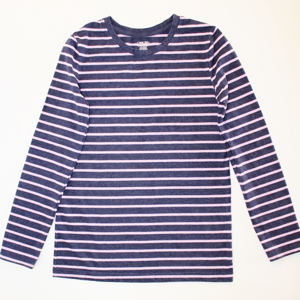 Girl’s Navy & Purple Striped long sleeve shirt